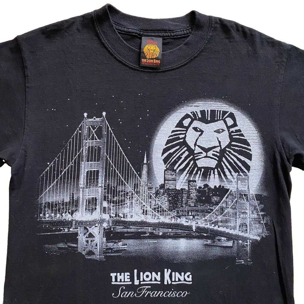 Lion King Broadway San Francisco T Shirt Y2K Small Black Skyline Bay Bridge